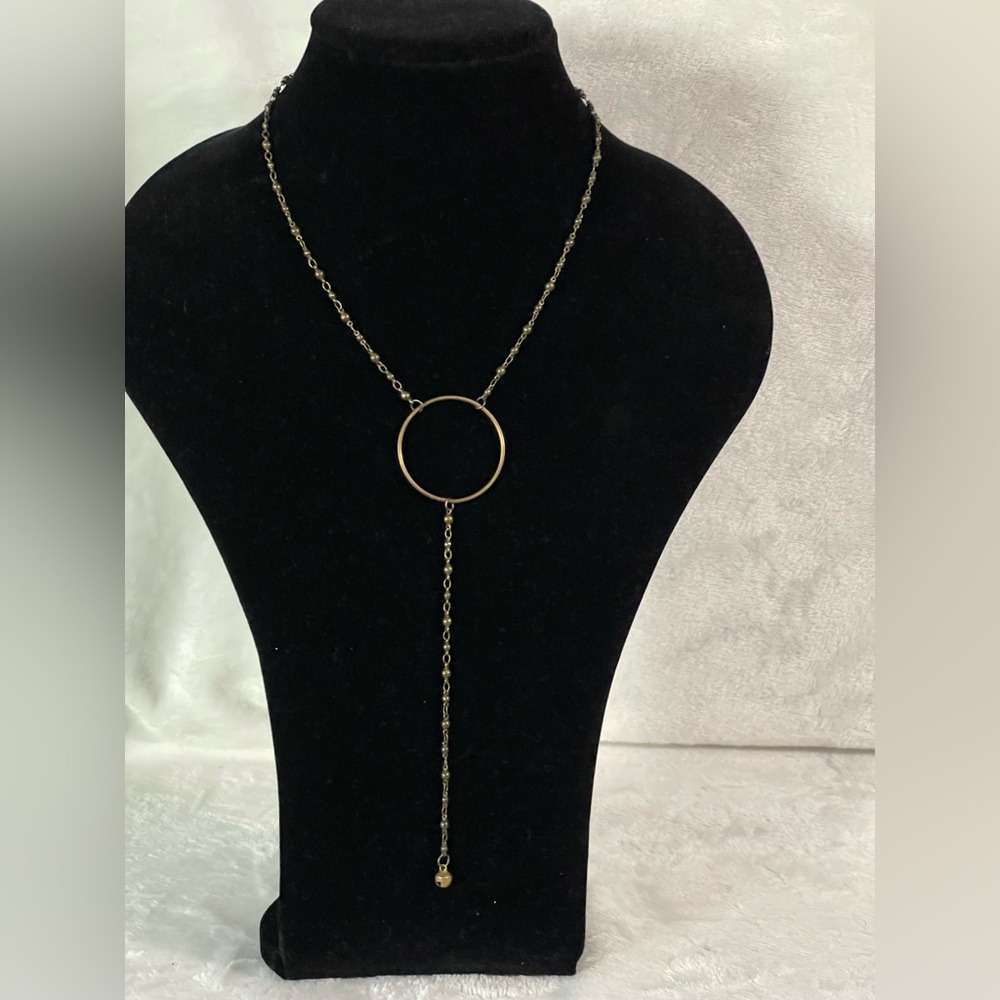 Vintage Mary Garrett Lariat circle brass necklace - Picture 2 of 7